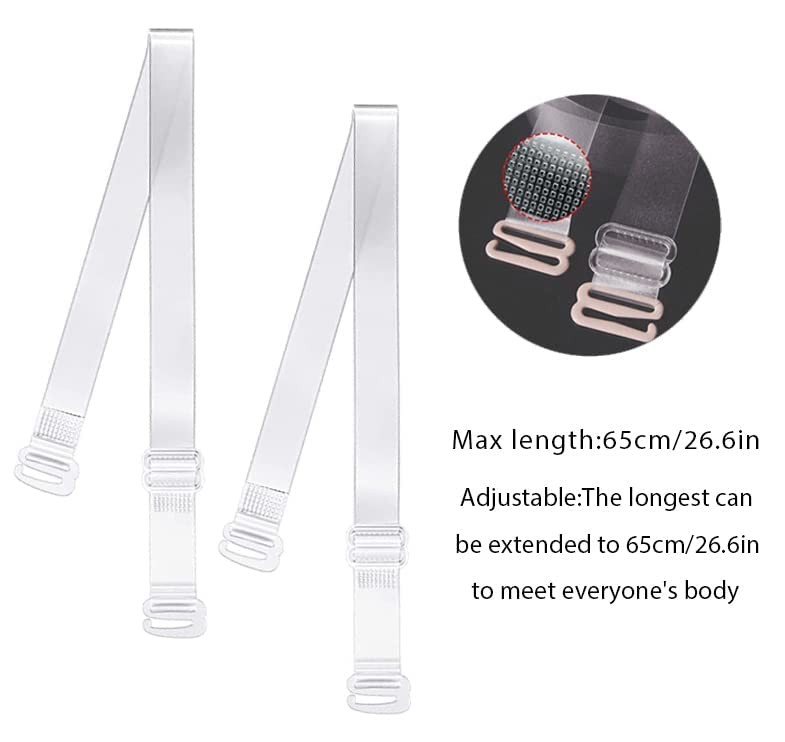 GUKOY Clear Bra Strap Invisible Adjustable Shoulder Strap, 4 15MM,