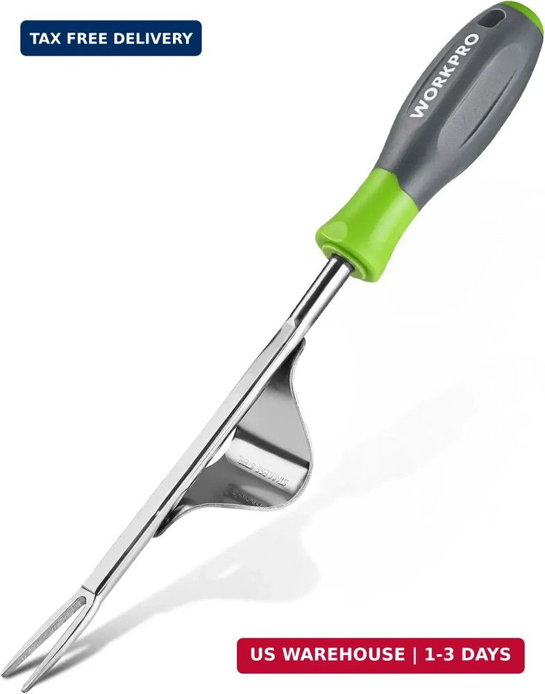WORKPRO Weed Puller Tool, Metal Leverage Base and V-Shaped Forks for Easy Weed R
