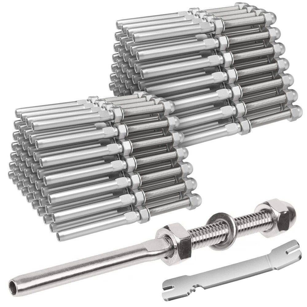 100 Pack 1/8" Cable Railing Swage Threaded Stud Tension End Fitting Terminal ...