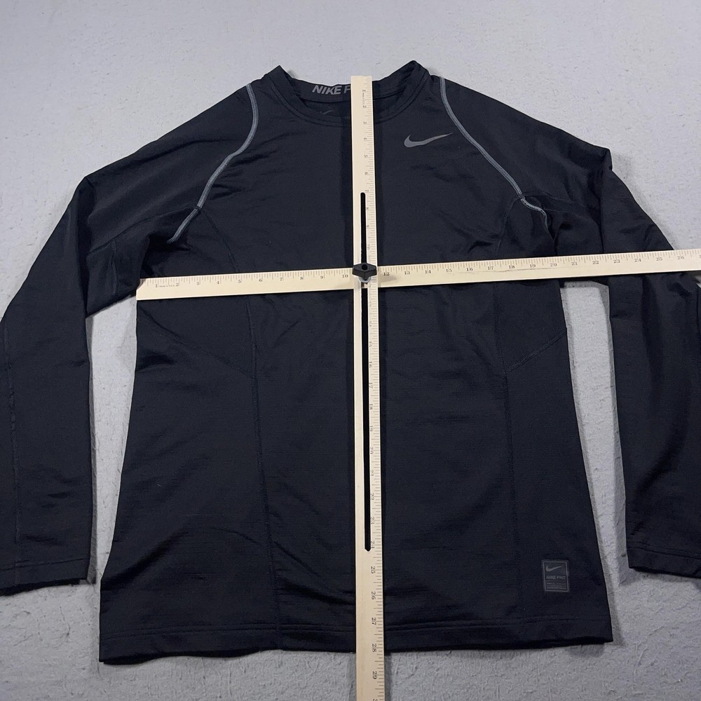 Nike Pro Hyperwarm Shirt Mens Small Black Long Sleeve Fitted Training Base Layer
