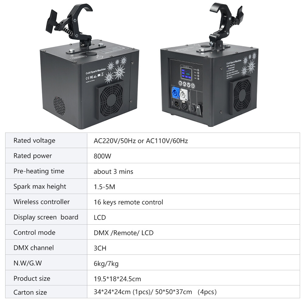2X 800W Spray Down Firework Cold Spark Machine Waterfall Sparkler Remote Control