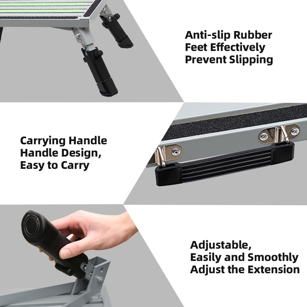 RV Step Stool, Adjustable Aluminum Platform with Non-Slip Surface, Folding St...