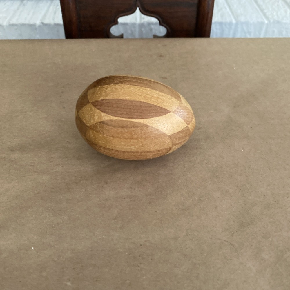 Vintage Wooden Darning Egg Sewing Tool with Striped Pattern