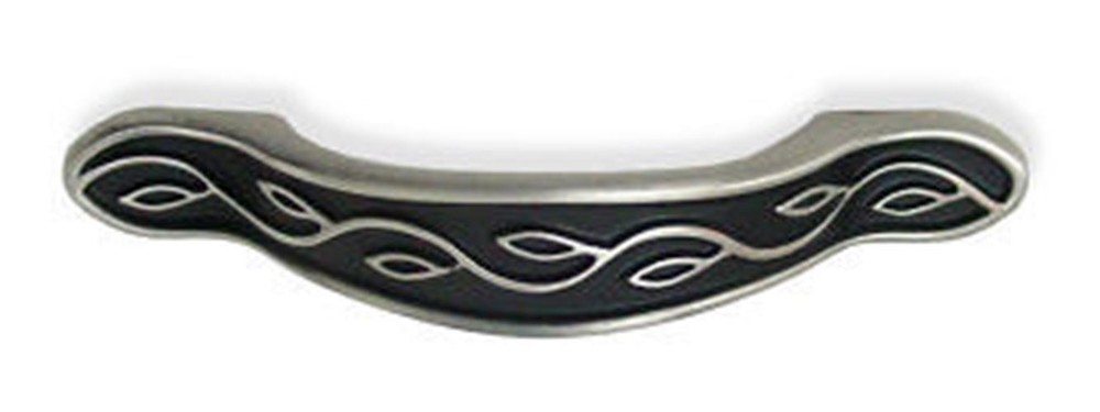 3" Leaf & Vine Pull Brushed Satin Pewter & Black