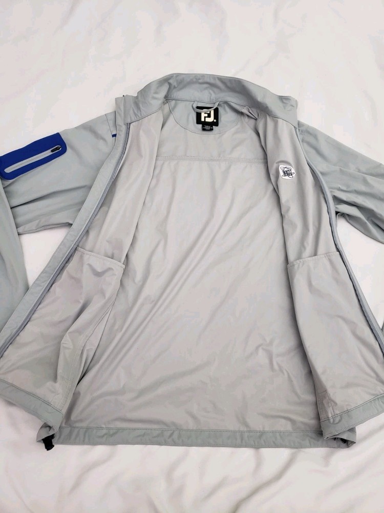 Footjoy Softshell Wind Full Zip Grey Blue Golf Jacket Pockets Mens Medium