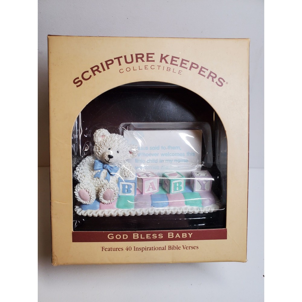 God Bless Baby Bear Figurine - W/ 40 Scriptures