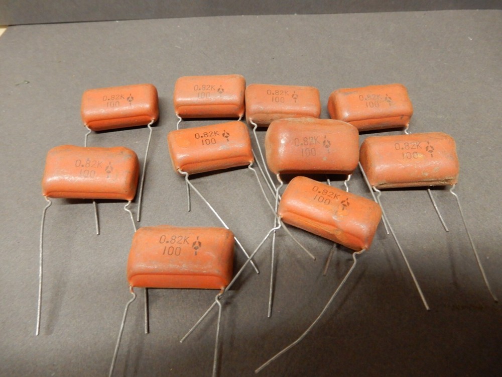 Thomson .82uf 100V Orange Dropish Capacitors Qty 10 NOS Sample .82uf
