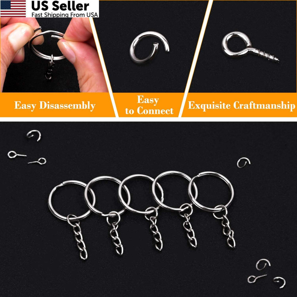 Keychain Rings for Crafts, Flasoo 360Pcs Keychains Resin Include Silver