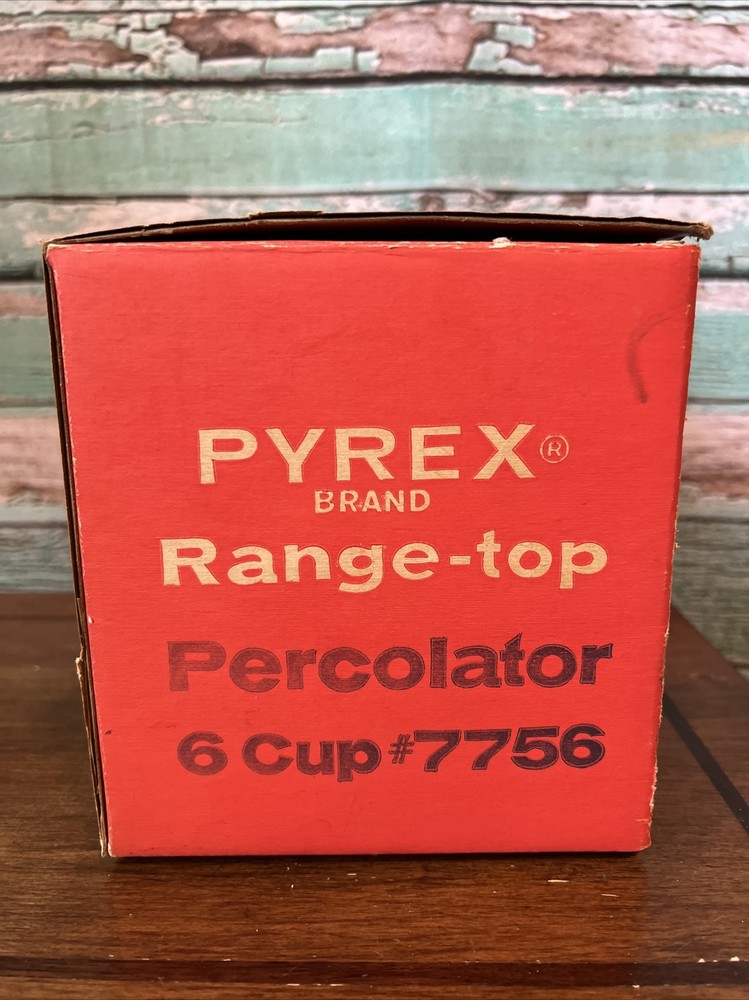 Vtg Pyrex Range-top Percolator Box Only 6 Cup #7756 + Bonus