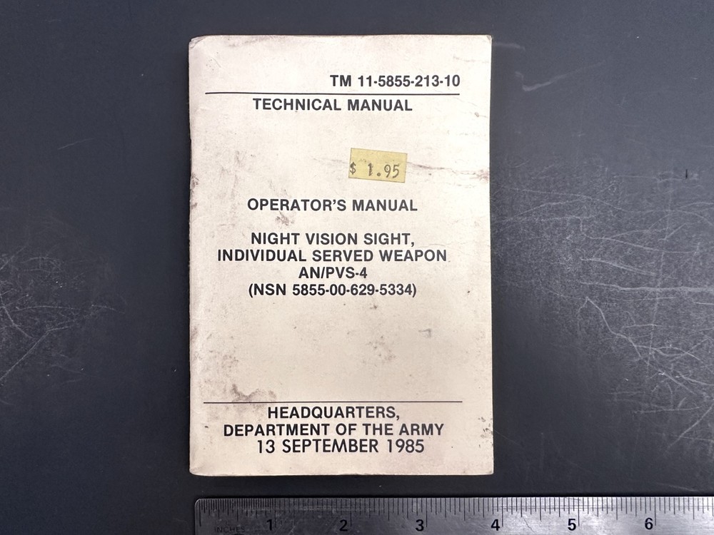 Scope Night Vision Manual Dated 1985 Original