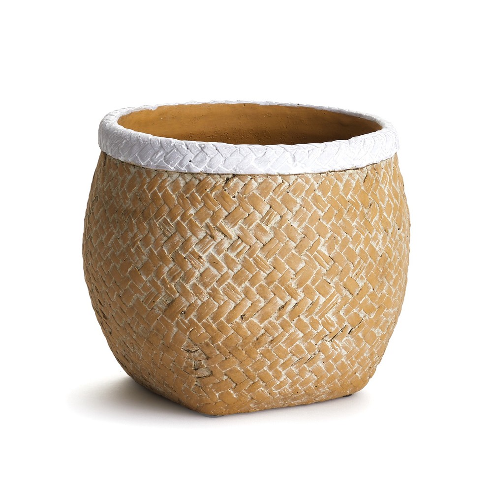 BASKETWEAVE DRUM POT LARGE