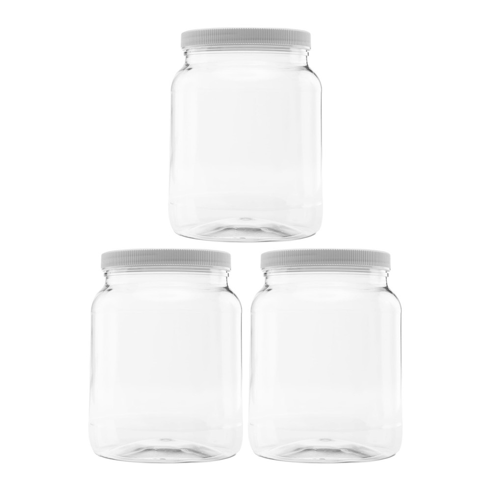 CLEARVIEW CONTAINERS Plastic Storage Jars with Leak Proof Lids, BPA Free, Han...