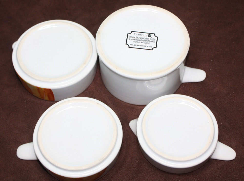 Whimsical PUMPKIN Ceramic Stacking Measuring Cups Set