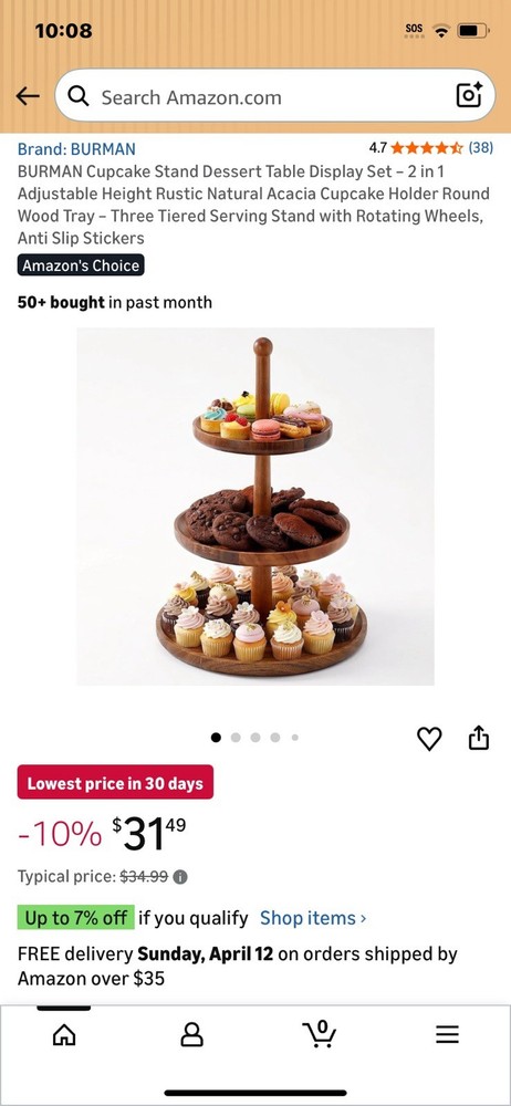 3 Tier Cupcake Holder With Adjustable Shelves