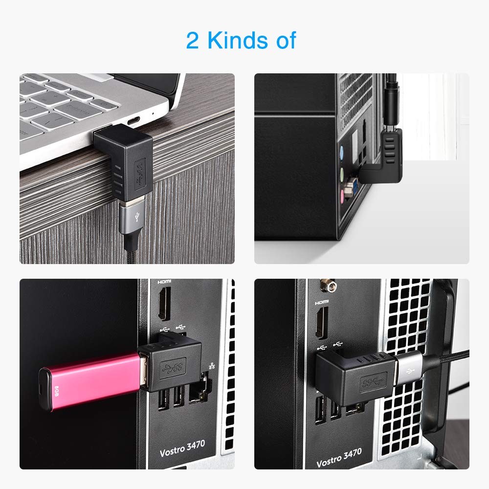 ELUTENG 90 Degree USB 3.0 Adapter 6 Pack - Right Angle Type A, 6