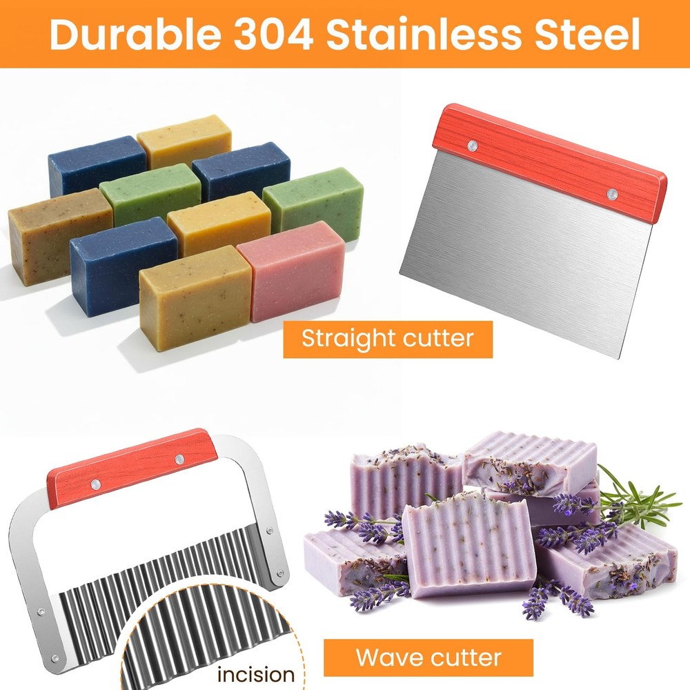 2 Pcs Rectangular Loaf Soap Molds Kit with Wooden Box, 42oz Flexible Silicone...