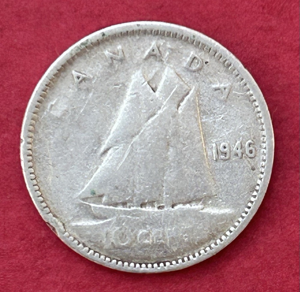 1946 Canada 10 Cents Silver Coin