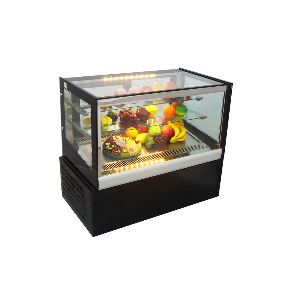 35.4"(90cm) Desktop Right Angle Refrigerated Cake Display Cabinet 220V LED Light