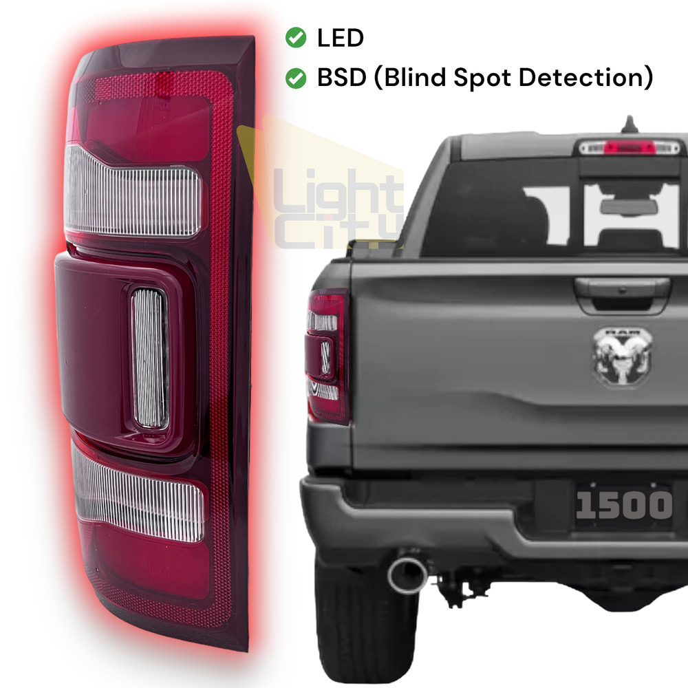 For 2019-2023 RAM 1500 [w/BLIS w/o Module] Full LED Tail Light Chrome Trim LH
