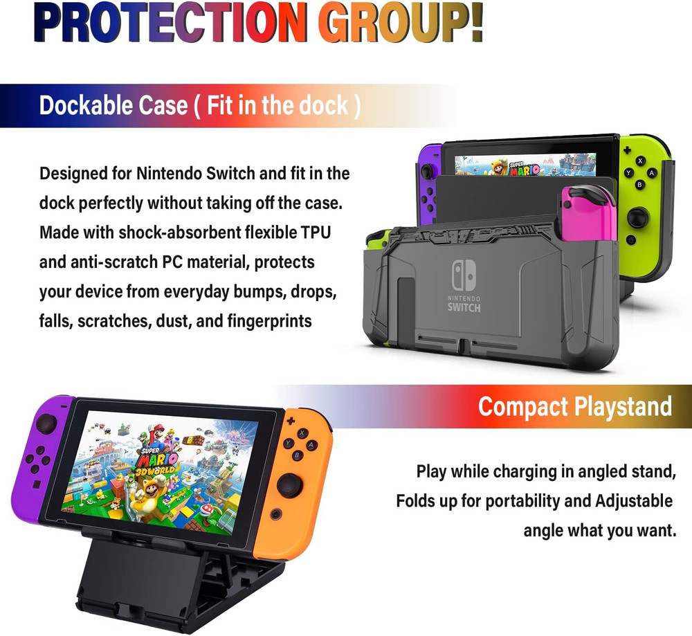 Deruitu Switch Accessories Bundle Compatible with Nintendo Switch, Kit with Carr