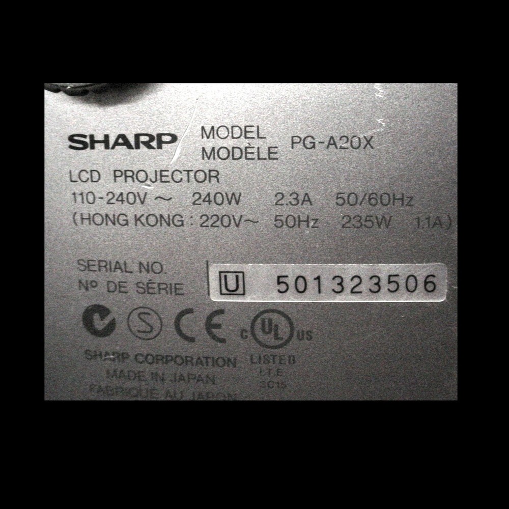 Sharp Notevision PG-A20X Projector, 3 LCD, 2000 Lumens, 400:1 Contrast, 1080i #2