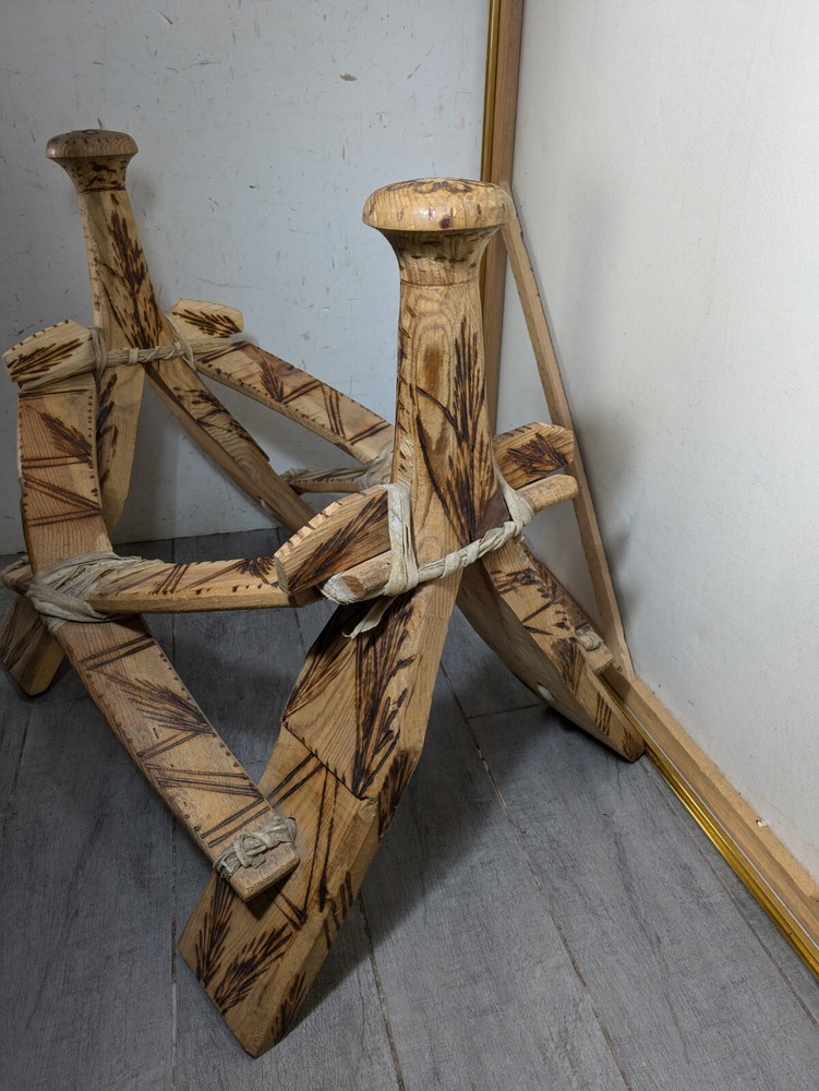 Vintage Rustic Hand Carved Camel Saddle Foot Stool