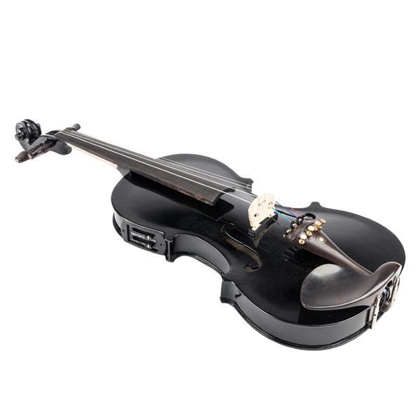 Glarry GV102 4/4 solid wood EQ violin box bow violin string shoulder pad black.