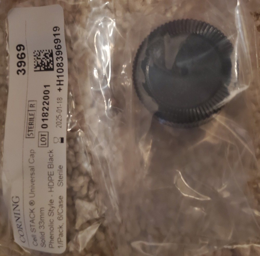 6 - Corning 3969 CellSTACK Solid 33mm Universal Cap Full Case of 6 Sterilized