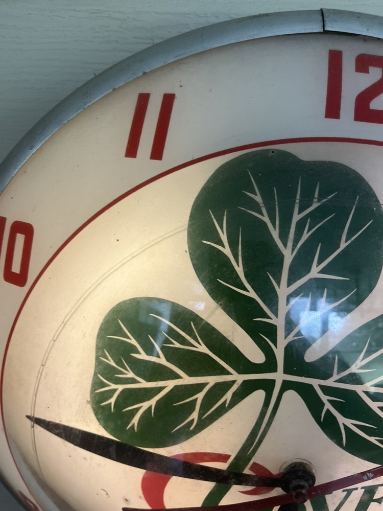 VINTAGE 1940 Double Bubble BRAND Lighted Clock CLOVER DAIRY ADVERTISEMENT