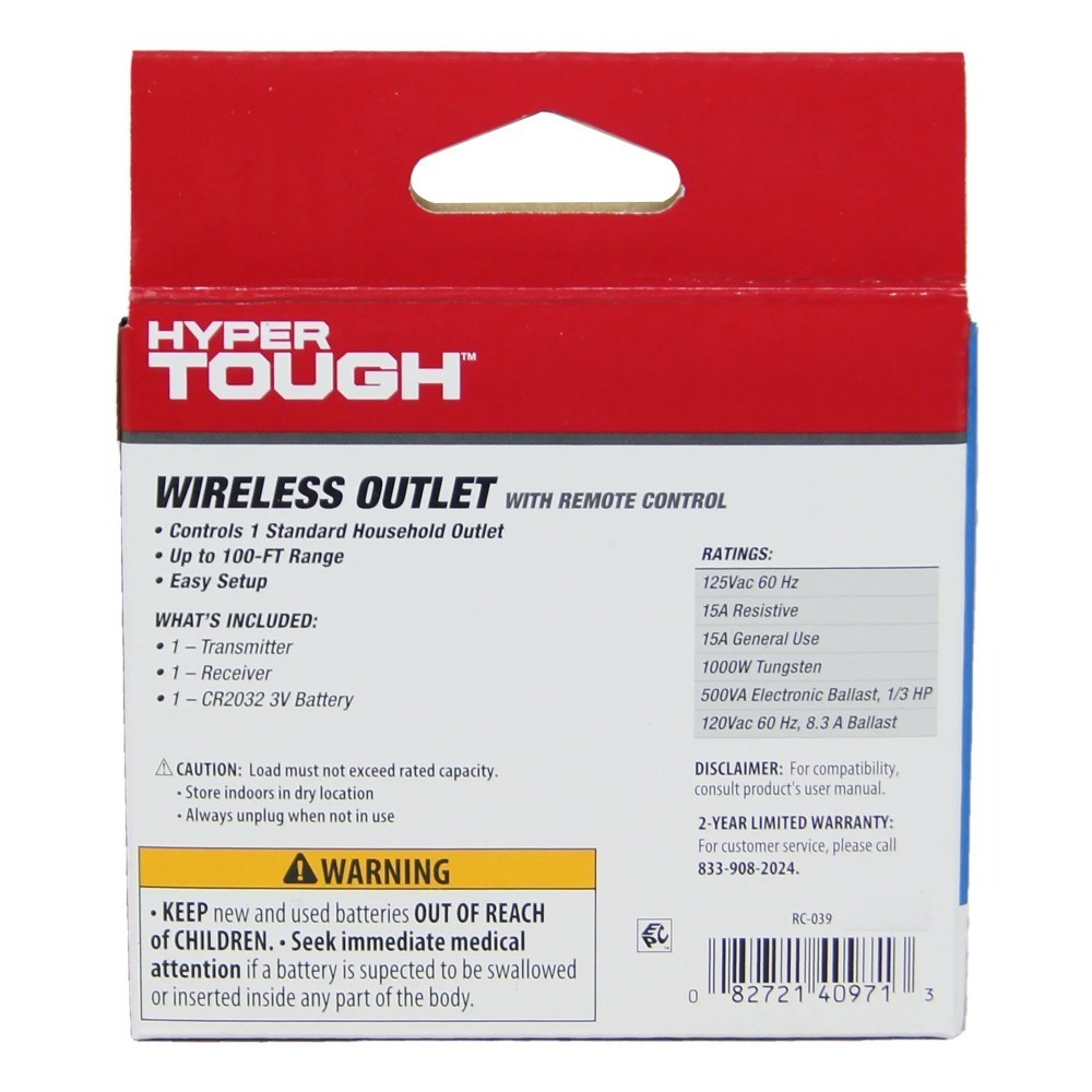 Indoor Wireless Remote Control Electrical Outlet Single Plug in White