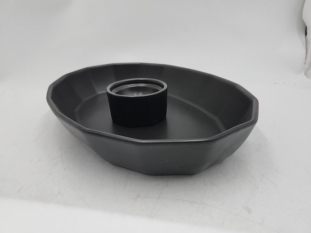 NEW Bright Angle Ceramic Serving Dish 15" Geometric Grey