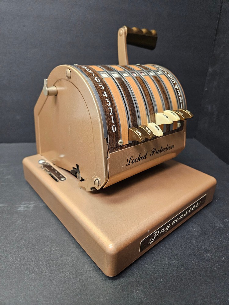 Paymaster X-550 Check Writer Machine & Key Beige Chrome