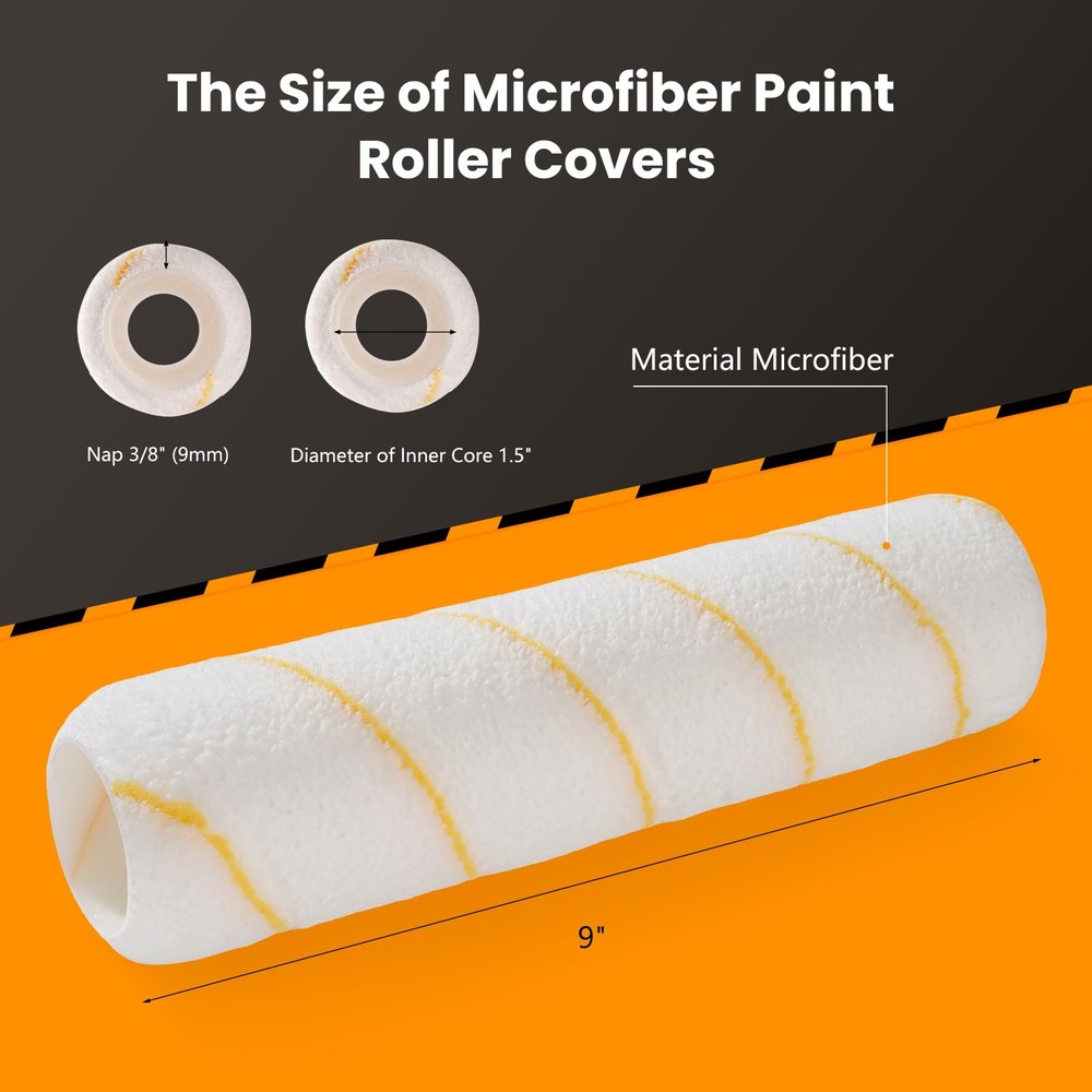 Paint Roller Covers, 12 Pack, 9 Inch Microfiber Paint Roller, 3/8" Nap Covers...