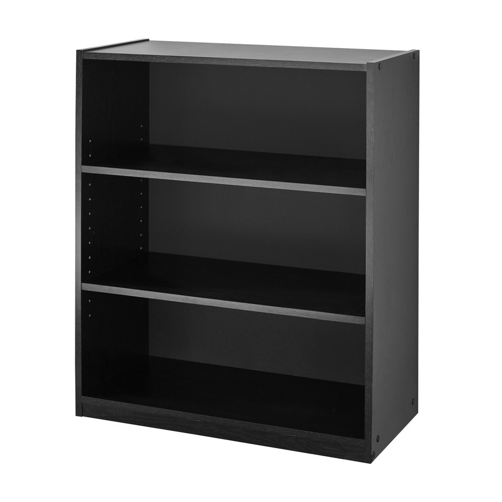 Sleek and sturdy closed back design 1 fixed and 2 adjustable shelves True black