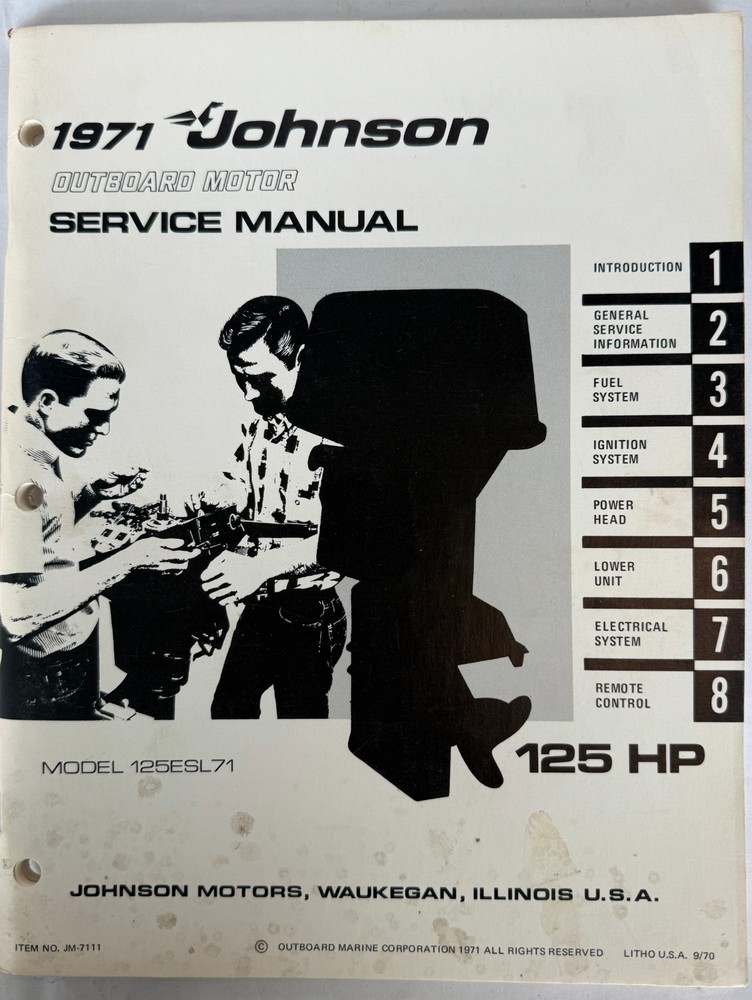 JOHNSON OMC 1971 OUTBOARD 125HP SERVICE MANUAL