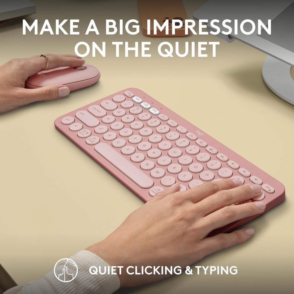 Logitech Pebble 2 Combo Wireless Keyboard Mouse Bundle Tonal Rose