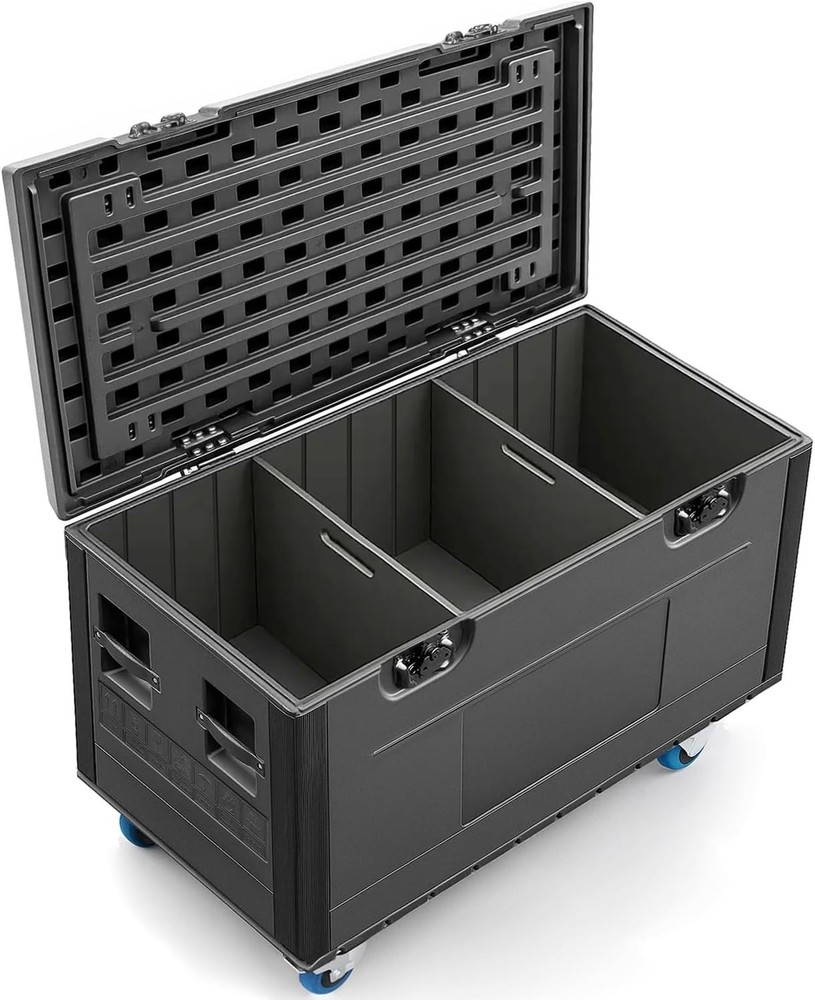 44" x 22" x 24"Cable Trunk Road Case w/Casters and Divider Stackable Road Case