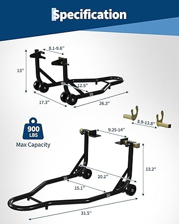 Universal Motorcycle Stand With Adjustable Fork Heads Large 450LBS Load Capacity