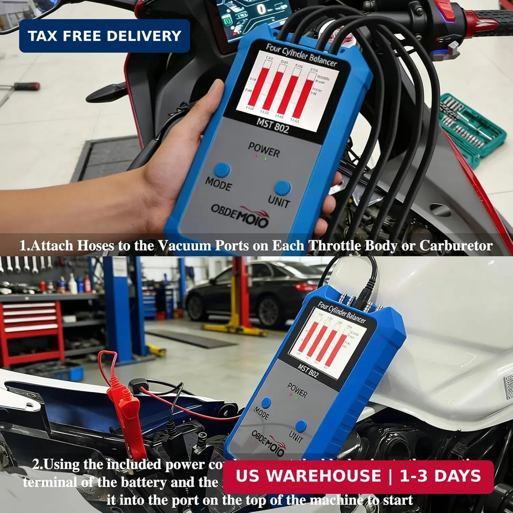Digital Carburetor Synchronizer Tool with 3.5" LCD Oscilloscope Display, High-Pr