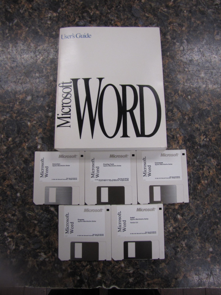 Microsoft Word 5.0 Version Software -Apple Macintosh Series w/ User Guide -NA20