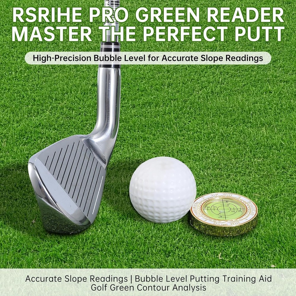 Pro Golf Green Reader，Golf Ball Marker with high-Precision Horizontal gold