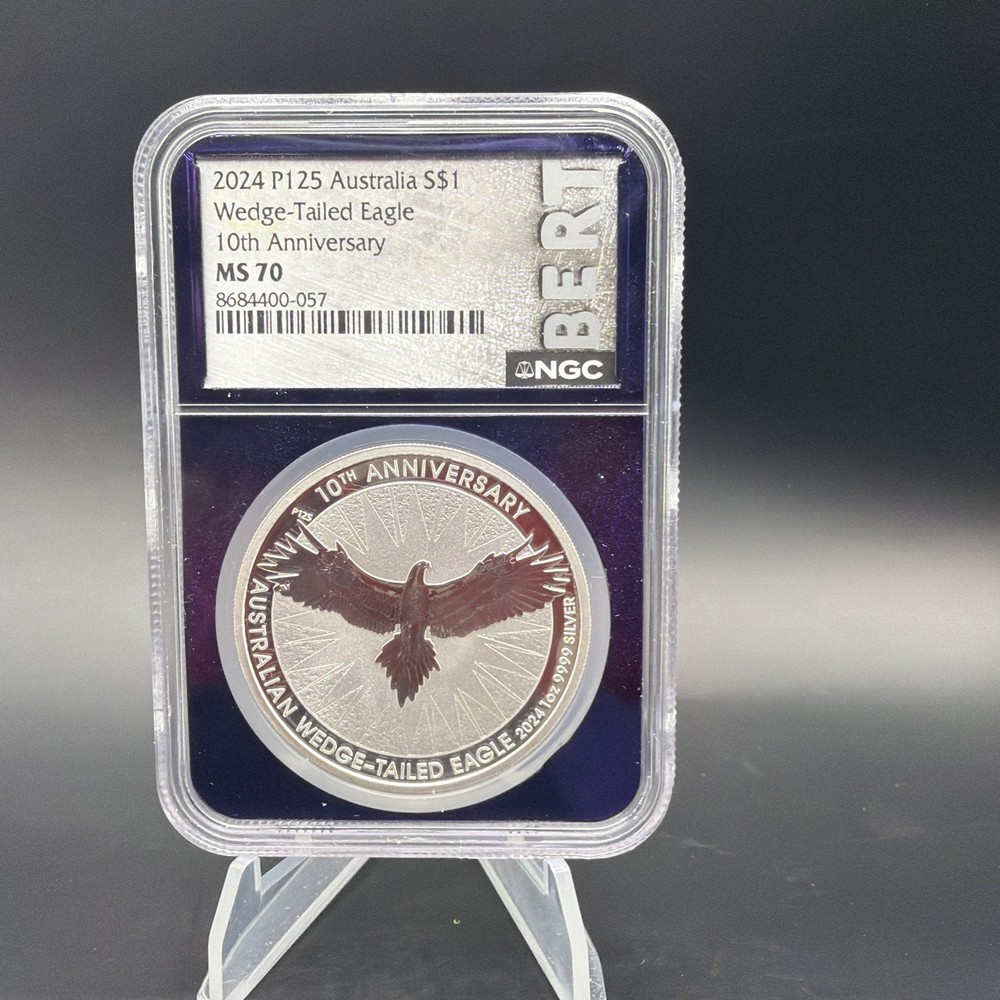 2024 Australia 1 oz Silver Wedge-Tailed Eagle - NGC MS70 - 10th Anniversary