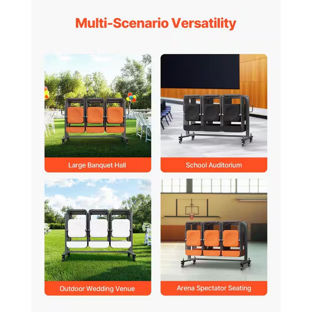 Folding Chair Rack, Multi-Function Chair Storage Dolly, 400 LBS. Capacity, Heavy