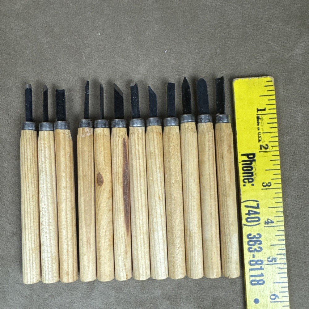 12-Piece Wood Carving Hand Chisels Set +6 WOOD BLOCKS Woodworking Gouges Tools