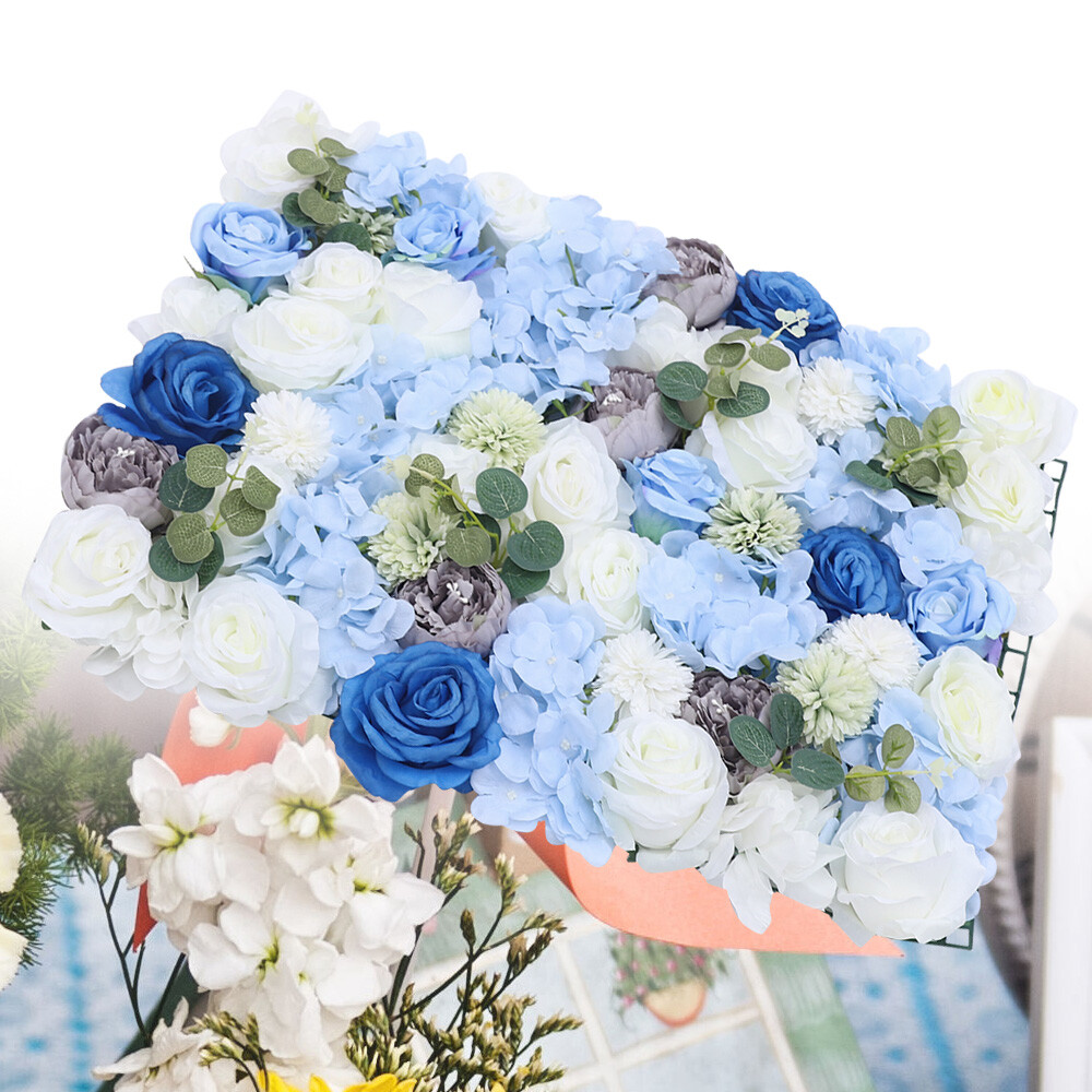 6x Artificial Flower Wall Panel Silk Rose Hydrangea Backdrop Wedding Party Decor