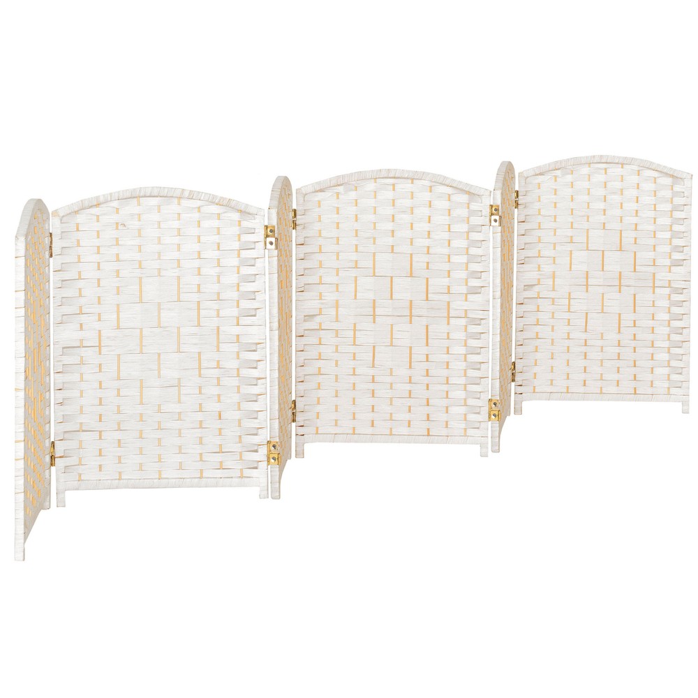 2 ft. Short Diamond Weave Fiber Folding Screen - White - 6 Panel
