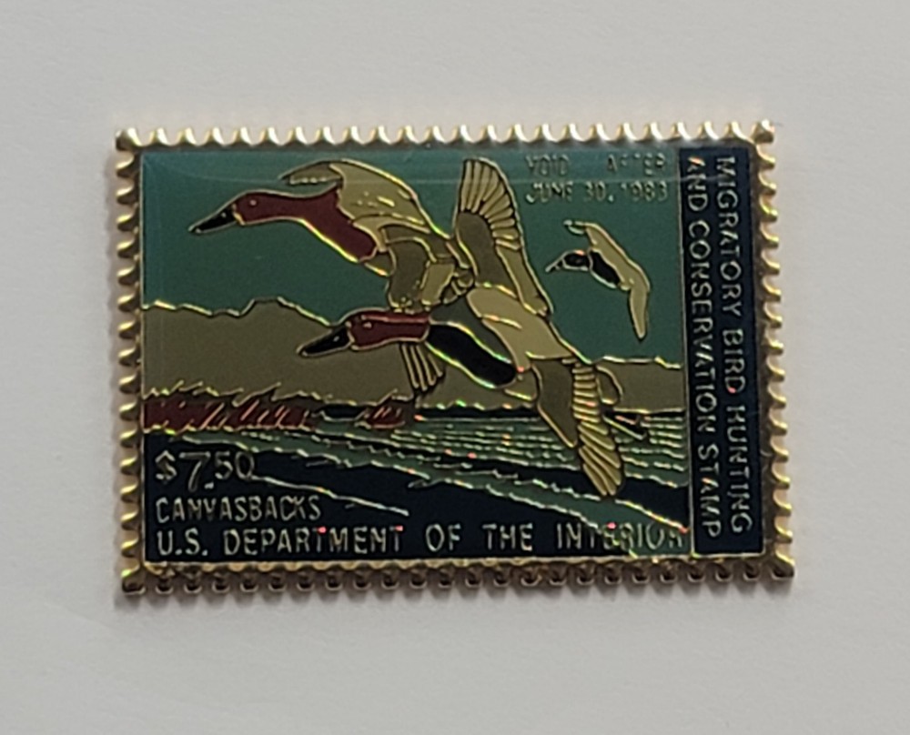 Canvasbacks Duck Stamp Migratory Bird Hunting Conservation Pin US Dept Interior