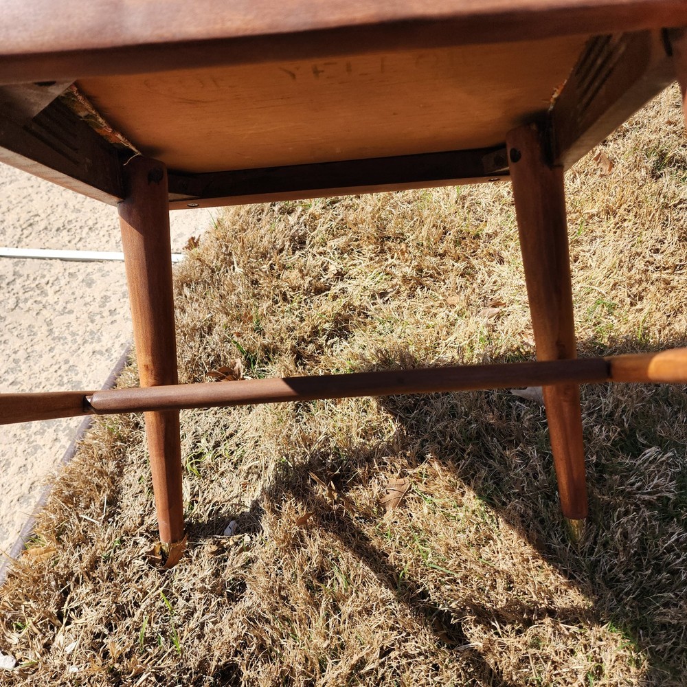 MCM Craddock Refinished Walnut Scissor Leg Table and 6 Chairs