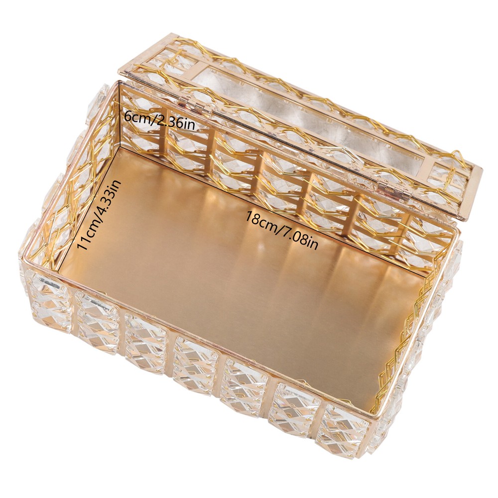 Rhinestone Rectangular Crystal Tissue Box Napkin Case Paper Tissue Holder Box US