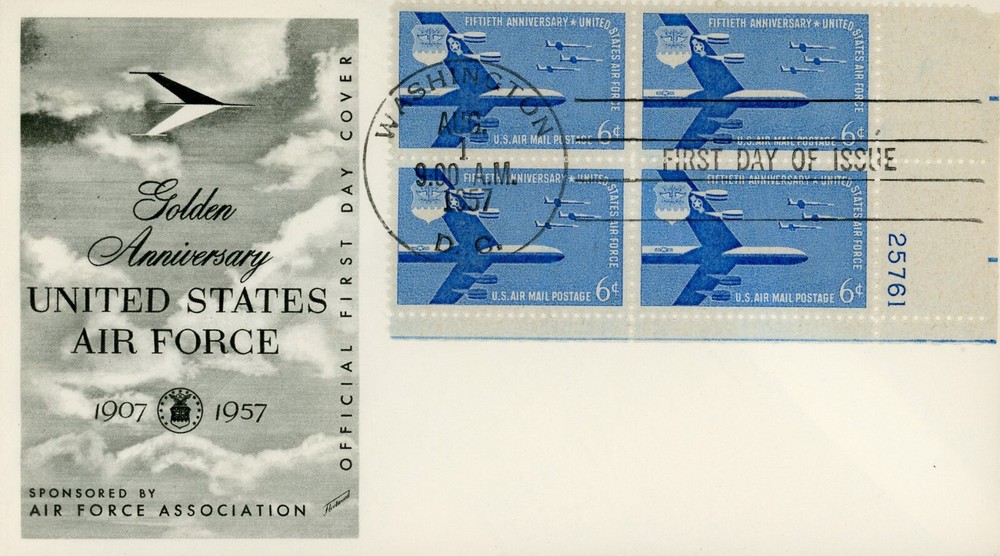 US C49 LR Plate Block FDC Air Force Fleetwood